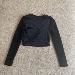 Forever 21 Womens Black Velvet Long Sleeve Top Size S